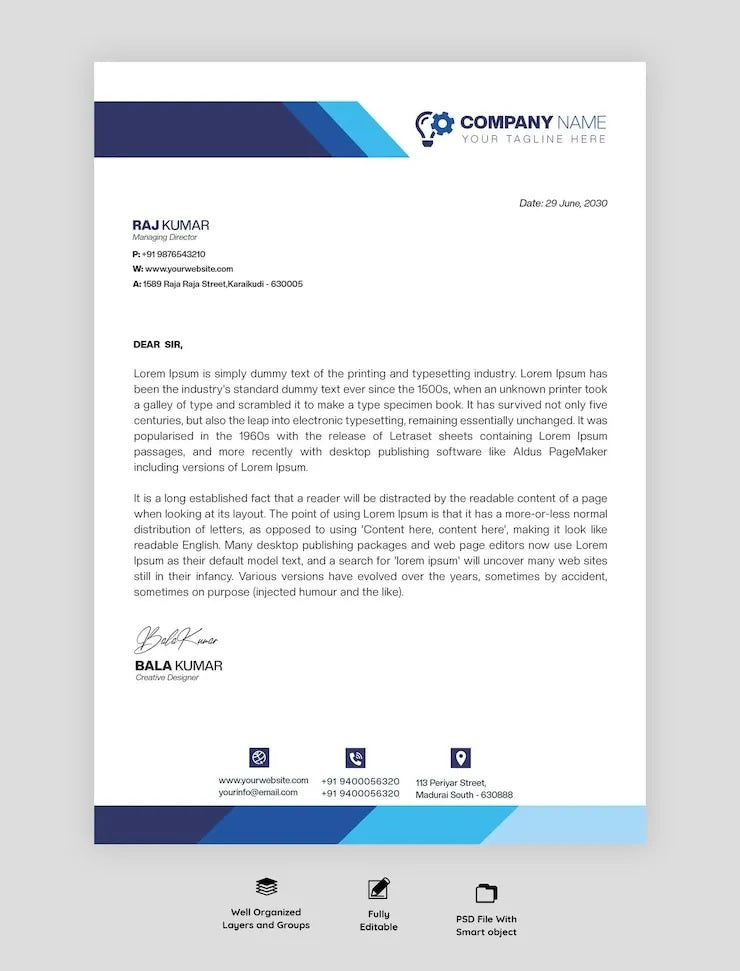Customized Letterhead